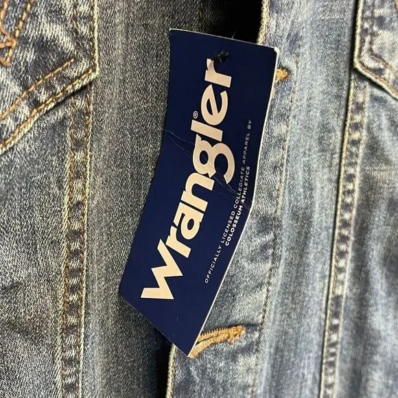 NWT WRANGLER X COLOSSEUM Oklahoma Jean Jacket Women's Large Blue Sooners OU New - Picture 3 of 16